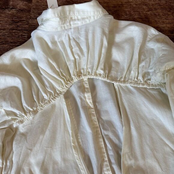 NWT Anthro Pilcro Size L Tie Back Shrunken Shirt Button Up Open Cotton - Picture 7 of 12